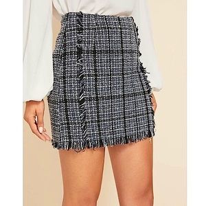 Frayed Plaid Skirt